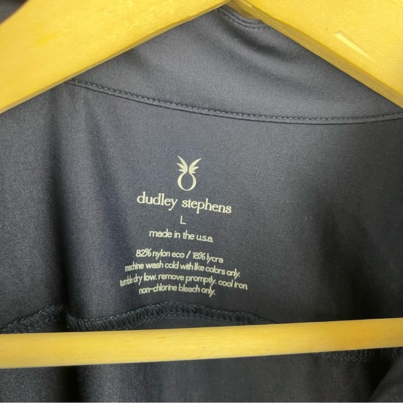 Dudley Stephens India Tunic Top Size Large Bell Sleeve Navy Blue Stretch Casual - Picture 3 of 10